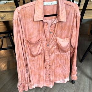 We The Free Pink Button Down Shirt